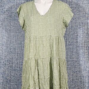 Indigo Soul Green Tiered Babydoll Dress | Boho Cottagecore V-Neck